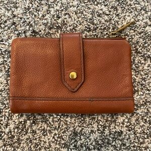 Fossil Brown Leather Wallet w/ Gold Accent